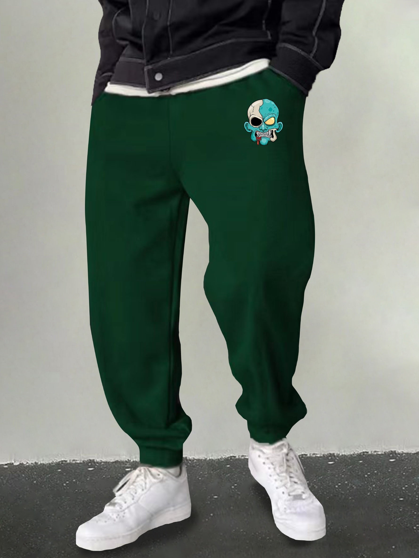 Men's Monster Print Joggers Slightly Stretch Sweatpants