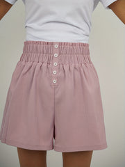 Solid Smocked Shorts Elastic Waist Summer Shorts Women's Clothing