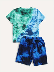 Boys Tie Dye T-shirt & Shorts Set Round Neck Top Casual Kids Clothes Summer