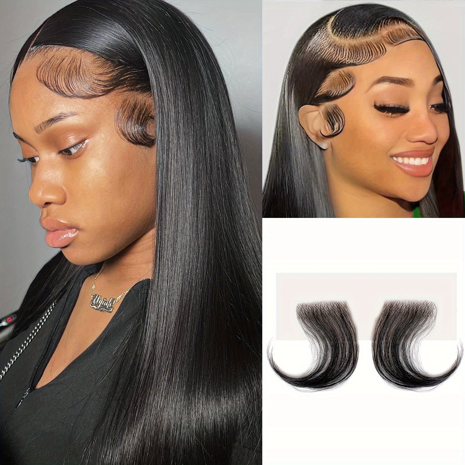 2pcs Natural Looking Lace Baby Hair Edges for Daily Use Human Hair Pieces