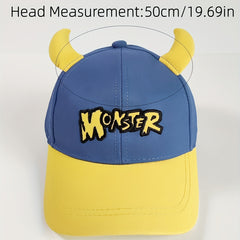 Kids Sunshade Baseball Cap with Letter Embroidery, Halloween