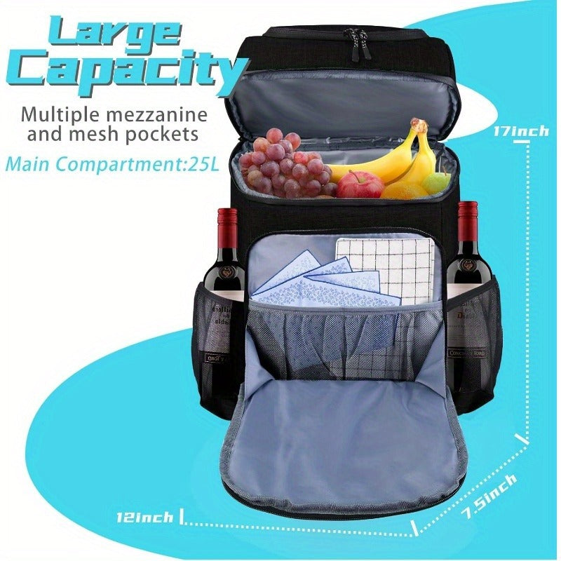 Large Capacity Insulated Cooler Backpack Leak Proof Portable Food Storage Bag