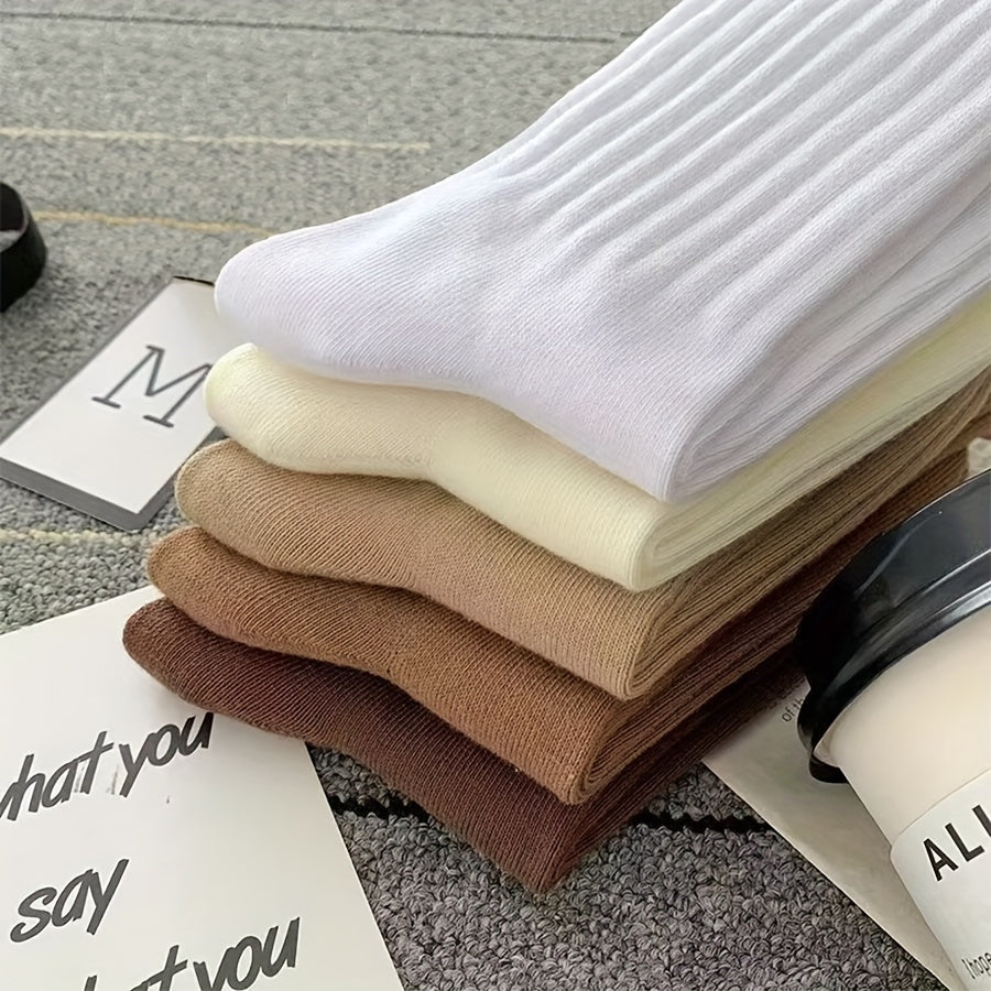 6 Pairs Solid Socks Comfy & Breathable Women's Stockings