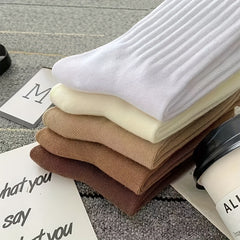 6 Pairs Solid Socks Comfy & Breathable Women's Stockings