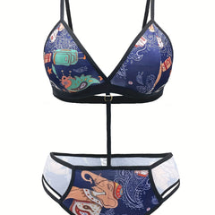 Sexy Boho Bodysuit Cut Out Paisley Print Ring Linked