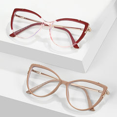 Cat Eye Oversized Round Frame Light Blocking Glasses