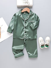 Girls 2pcs Button Down Long Sleeve Top & Pants Set