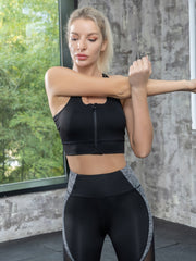 Women's Fitness Yoga Running Bra Zipper Skinny Vest