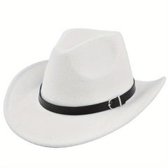 Vintage Cowboy Hat Classic Rolled Brim Fedora Cap Solid Felt Hat