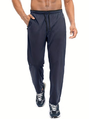Men's Solid Quick Dry Training Jogger Sweatpants Zipper Pocket