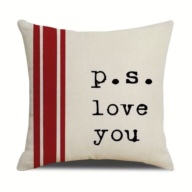 Set of 4 Linen Printed Throw Pillow Covers