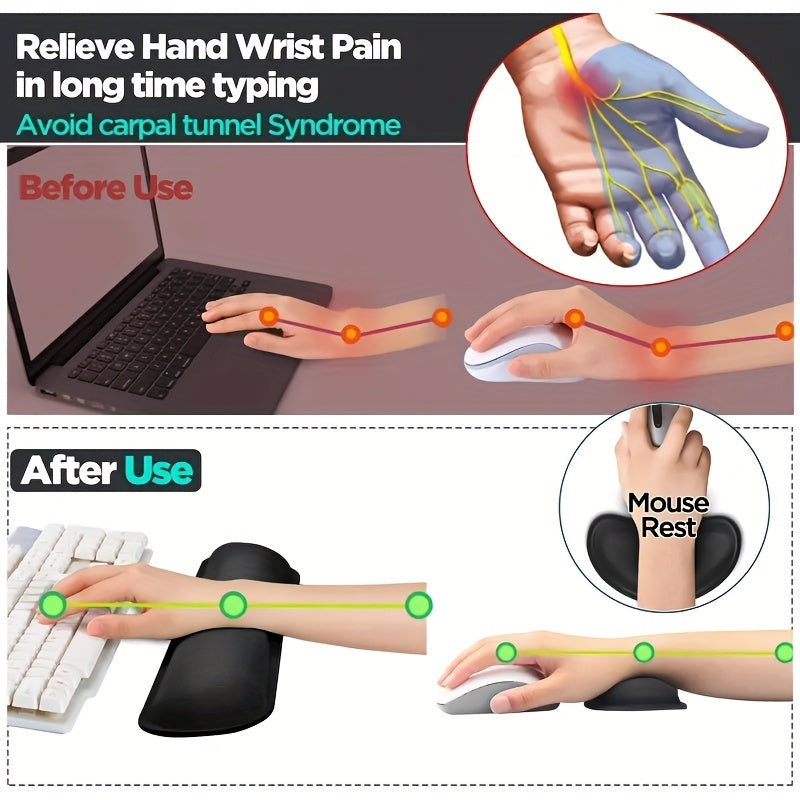 Gel Memory Foam Keyboards and Mouse Wrist Rests 2-Piece Set