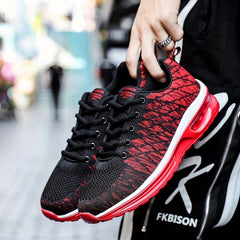 Men's Breathable Knit Sneakers Lace Up Air Cushion Walking Shoes