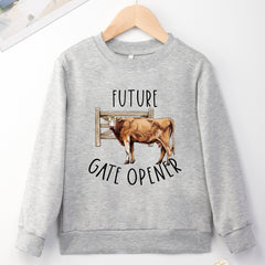 Boy Hoodie Cow Pattern Printing Soft Round Neck Casual Top