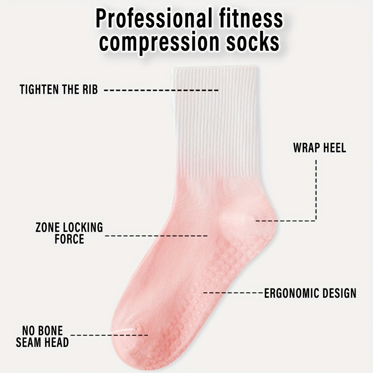 6 Pairs Non Slip Yoga Socks for Women Ombre Sweat Absorbent