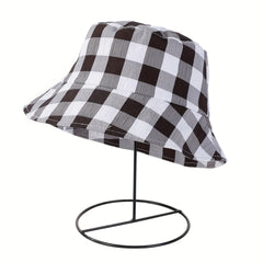Plaid Print Bucket Hat Lightweight Fisherman Cap