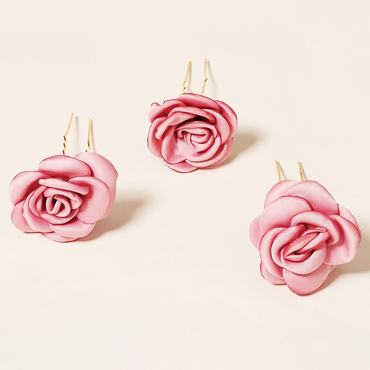 3pcs Rose Hair Clip Wedding Hairpin Women And Girls Hair Accessories
