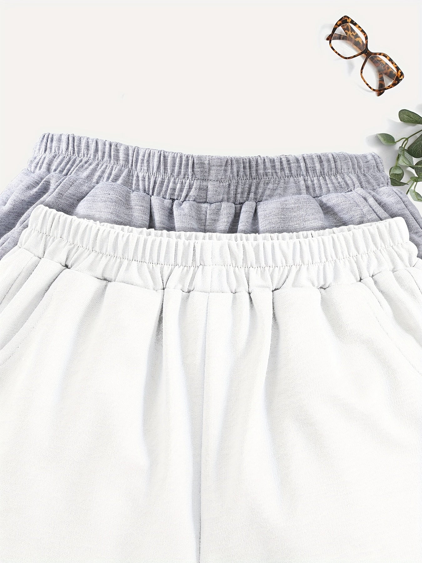 2pcs Girls' Casual Shorts Set Sports Leisure Sweat Shorts Outer Wear