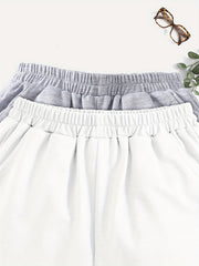 2pcs Girls' Casual Shorts Set Sports Leisure Sweat Shorts Outer Wear