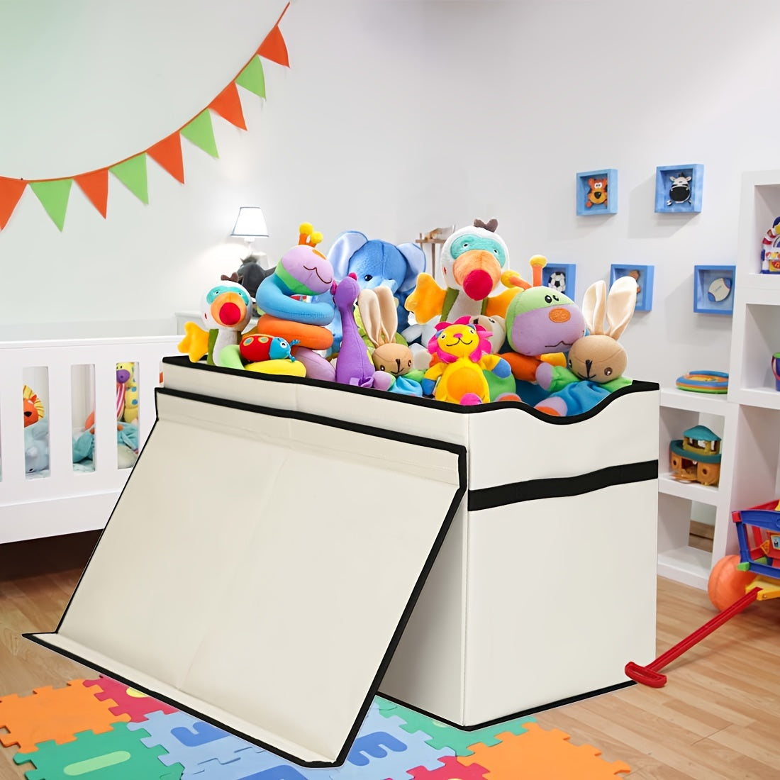Large Beige Toy Box Canvas Soft Fabric Children Toy Storage Bin