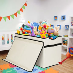 Large Beige Toy Box Canvas Soft Fabric Children Toy Storage Bin