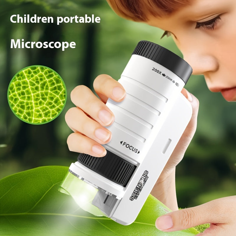 Handheld Mini Microscope Toy with LED Light 60X 200X