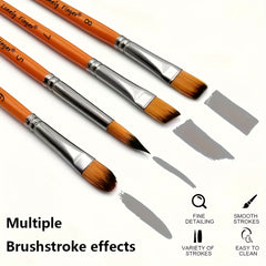 48pcs Artist Paint Brush Set with Wooden Handles and Nylon Bristles for Acrylic