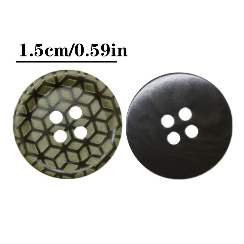5pcs 15mm Rhombus Plaid Real Button Retro Style Buttons