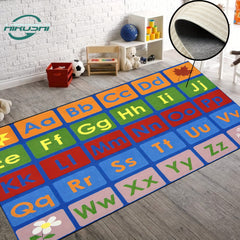 Alphabet Classroom Seating Rug Colorful Abc's Multicolor Border Area Rug