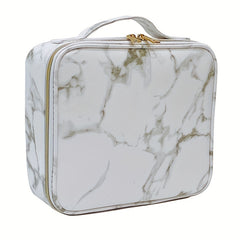 Marble Pattern Travel Makeup Case Organizer Adjustable Dividers
