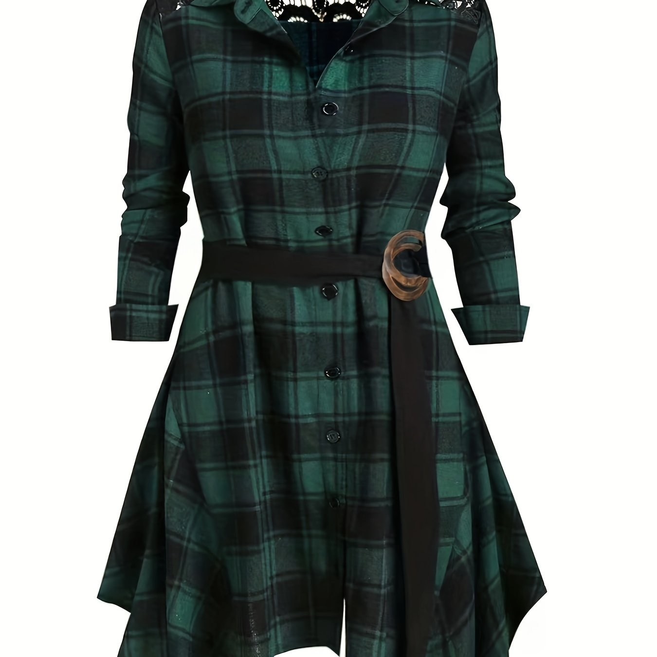Plaid Button Up Shirt Dress
