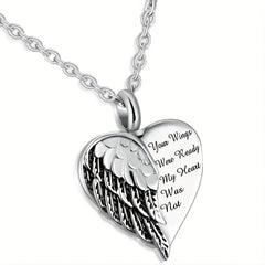 Vintage Funky Engraved Letter Wing Heart Pendant Necklace