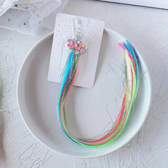 Rainbow Braided Wig Hair Clip for Kids with Colorful Accessories