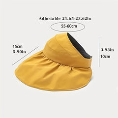 UPF50 Ponytail Visor Hat Solid Double Layer Sun Hat Lightweight Foldable