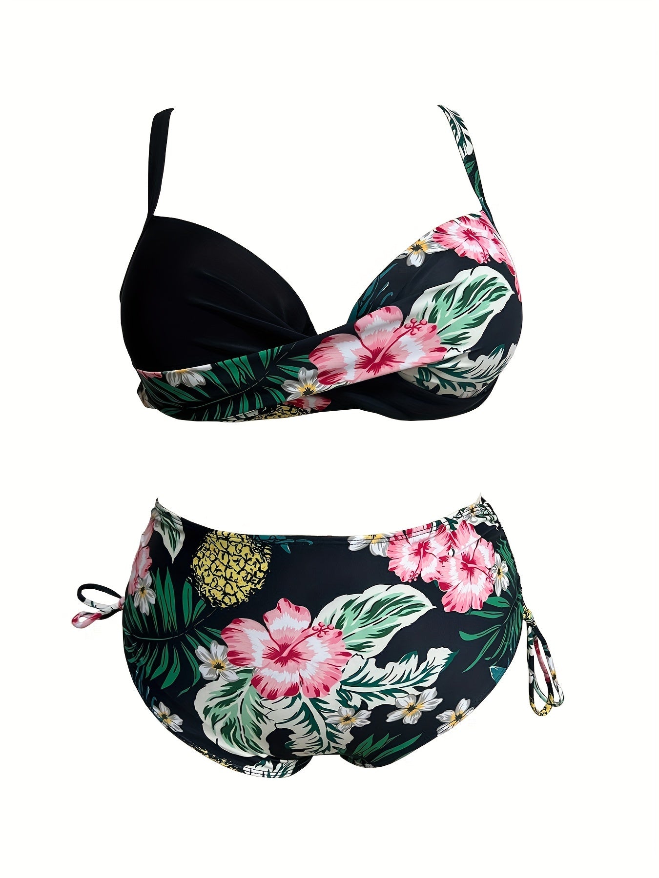 Tropical Print Cross Front Bikini Set