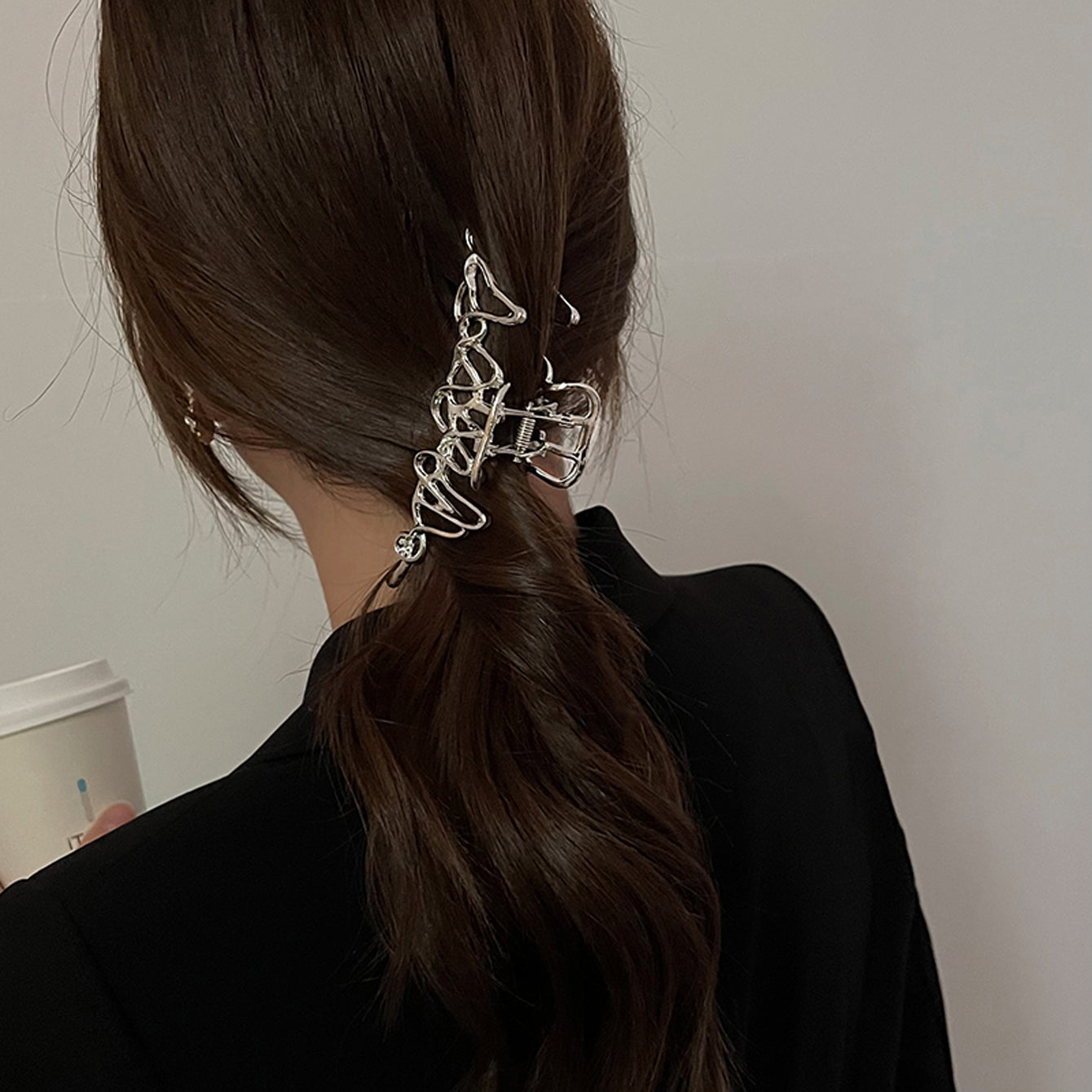 Large Metal Hair Claw Clips Nonslip Silvery Hair Clamps