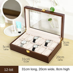 6 10 12 Brown Wood Grain Lacquer Watch