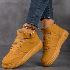 High Top Skate Shoes with Buckle Lace-Up, Anti-Slip Lightweight Sports Sneakers