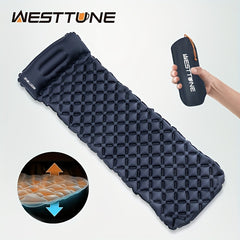 Ultralight Inflatable Sleeping Mat with Built-In Pillow for Outdoor Travel