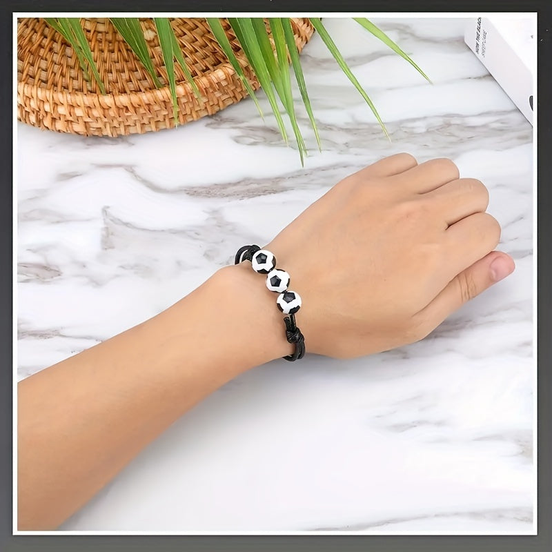 Sport Theme Charm Bracelets Football Soccer Beads Ball Bracelet