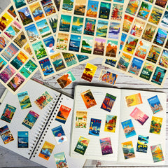 300pc 12 Sheets World Landmark Retro Poster Waterproof Stickers