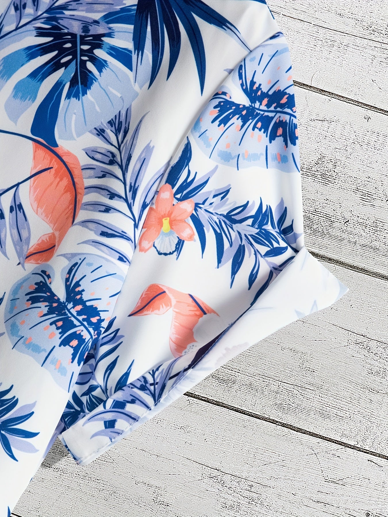 Flower And Leaf Pattern Men's Hawaiian Shirt