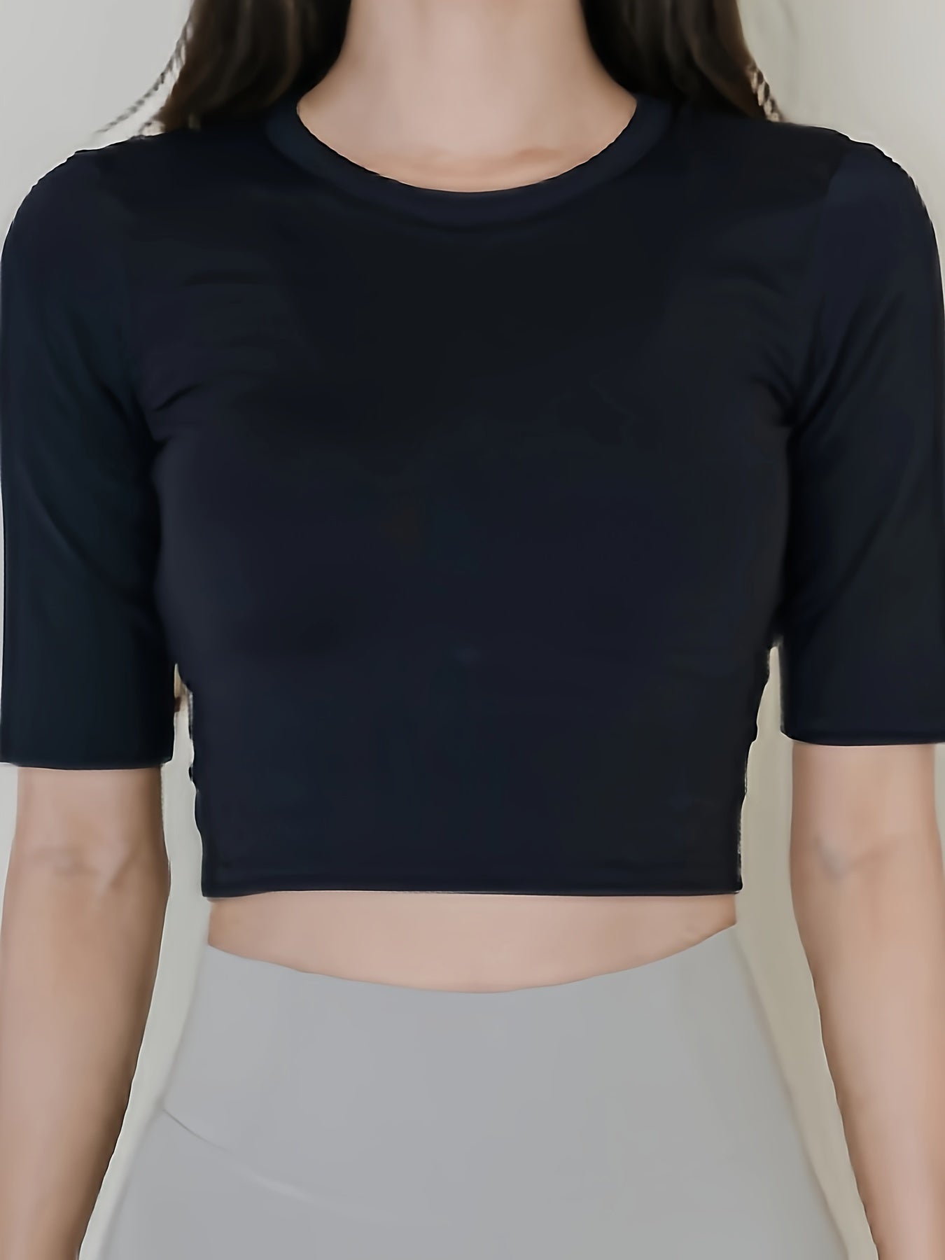 Round Neck Sporty Tee Quick Drying High Stretch T Shirt Women's Activewear