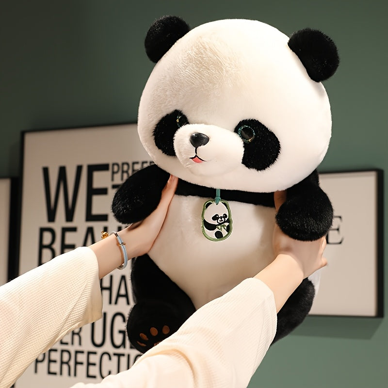 9in Panda Plush Toy with Expressive Eyes & Carrot Tail