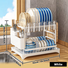 2 Tier Dish Drying Rack Rustproof Kitchen Dish Drying Rack With Drainboard