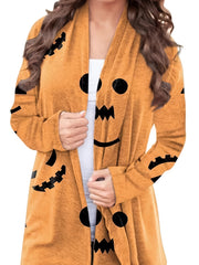 Halloween Cardigan Women's Pumpkin & Ghost Print