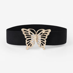 Vintage Butterfly Buckle Elastic Belt Metal Clasp Cinch Buckle Dress Belt