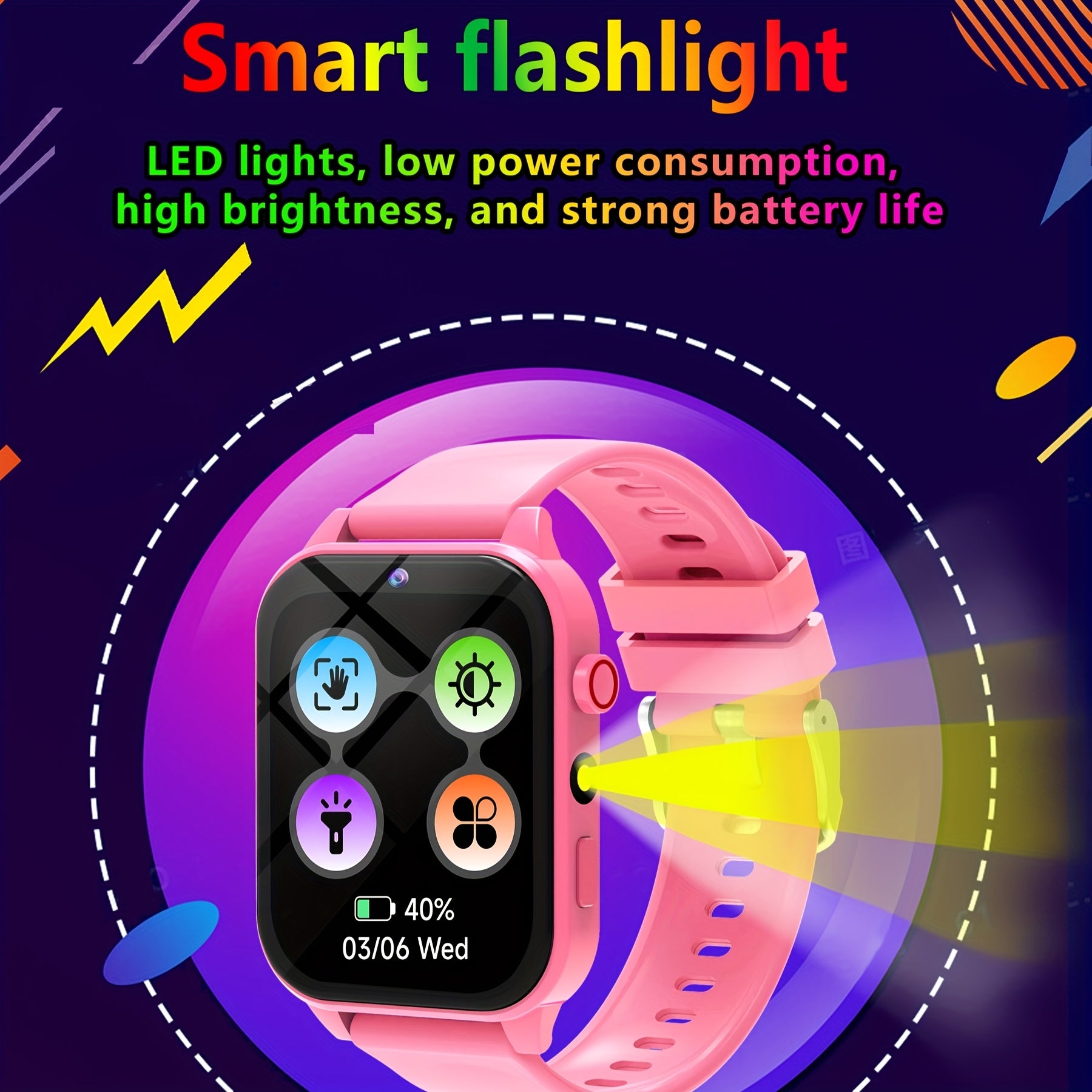 Purple Kids Smartwatch Ages 4-15 Activity Tracker Sleep Monitoring Step