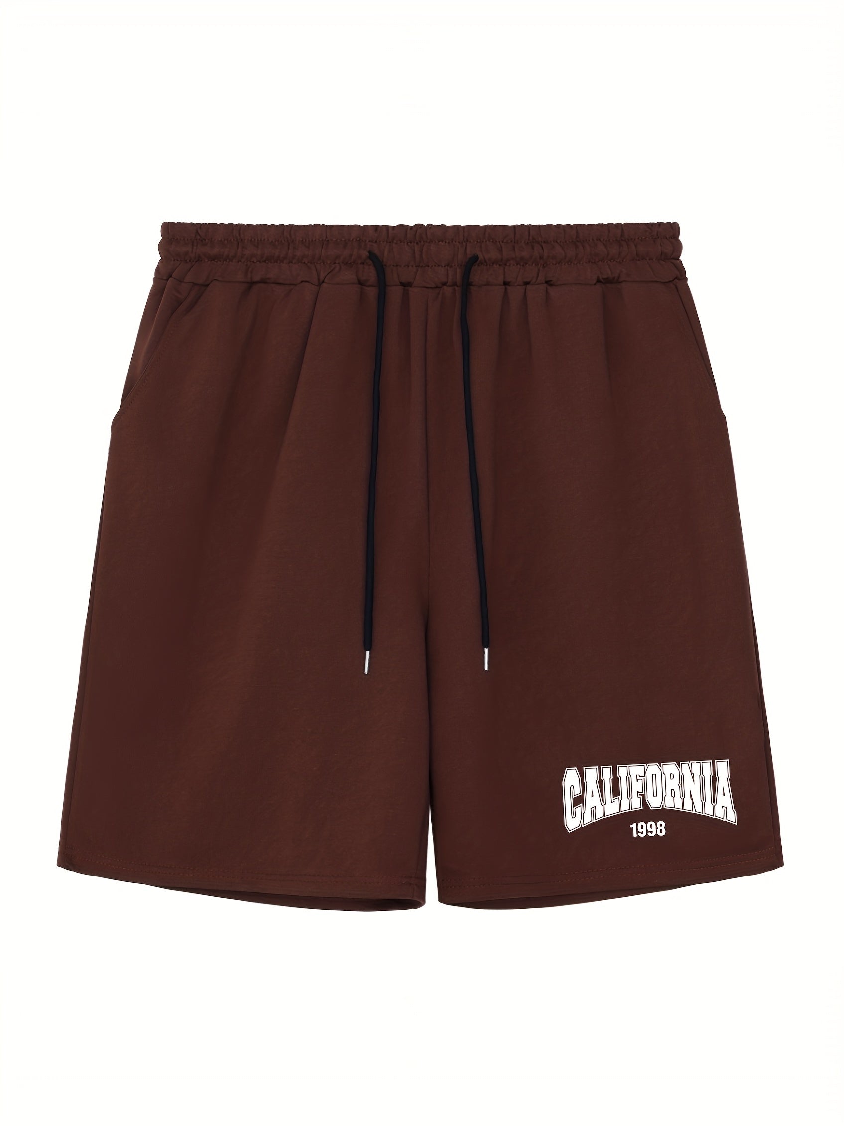 Men's California Print Workout Shorts Active Stretch Breathable Drawstr