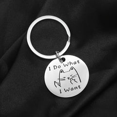 Kitten Pattern Stainless Steel Keychain Keyring Car Key Charm Pendant